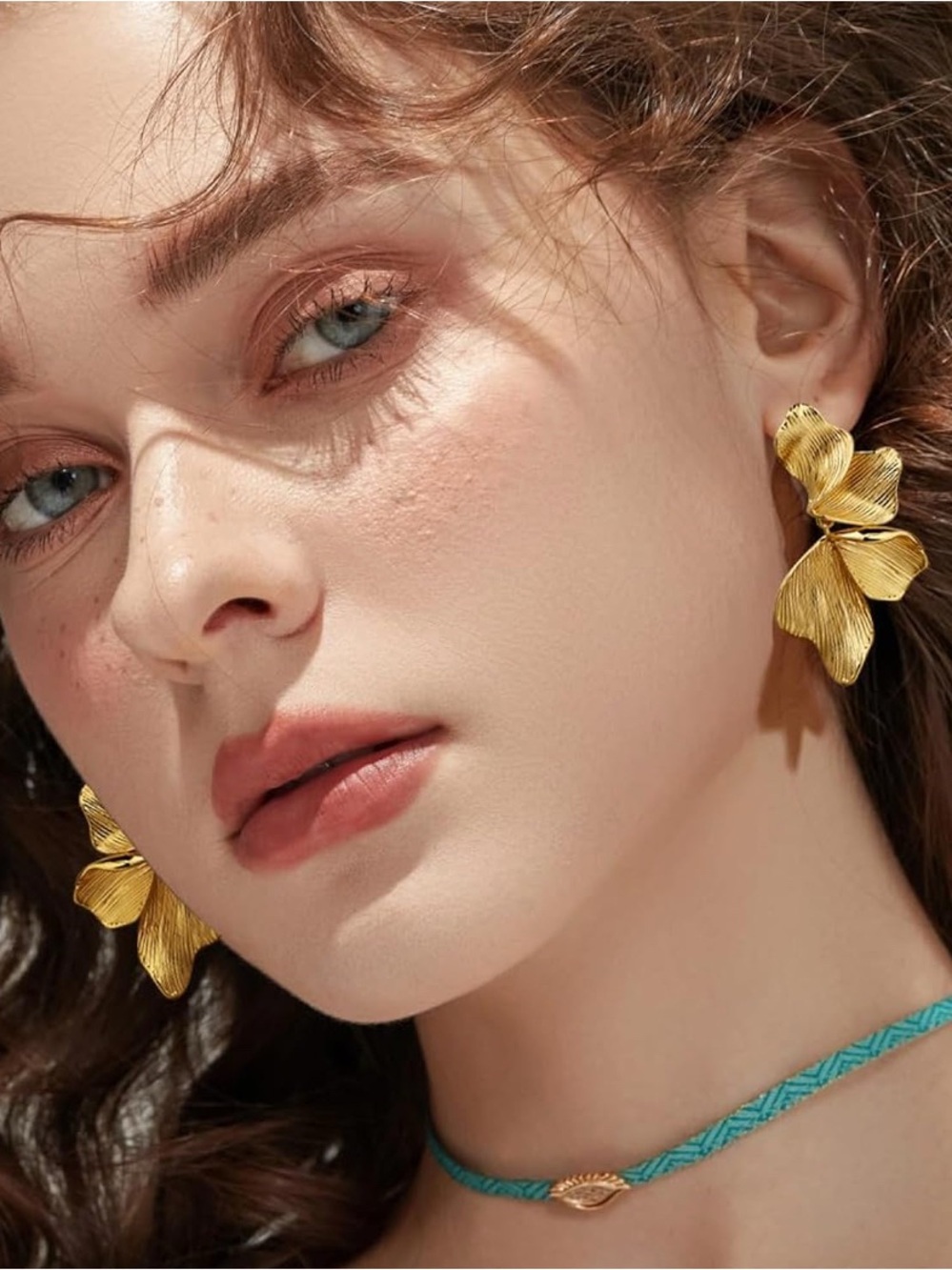 Statement 18K Gold Plated Floral Petal Drop Earrings